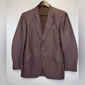 Saxony Hall Vintage men’s size 40L Western wear blazer jacket brown microcheck